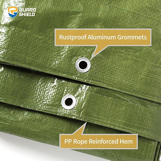 GUARD SHIELD Tarp Green 8x12 Feet Multi Purpose Waterproof Poly Tarp Cover 5mil