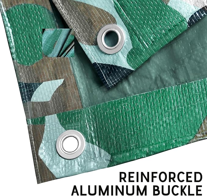 STARPYNG-7 Mil Camouflage 12x12 Feet Tarp-Multifunctional Camo Waterproof Tarpaulin-Waterproof, UV Resistant, Rip and Tear Resistant, Poly Tarpaulin with Reinforced Edges for Cover