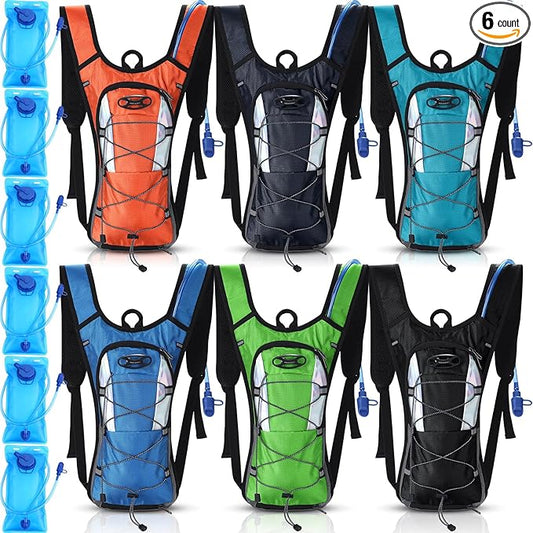 Chunful 6 Pack Running Hydration Backpack Lightweight Water Backpack Essential for Festivals Rave Hydration Pack with 2L Hiking Water Bladder for Adult Running Cycling Climbing Hiking