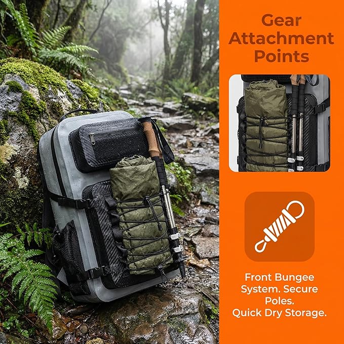 Dry Bag Waterproof Backpack 30L Tactical Backpack for Kayaking Hiking Boating Paddle Boarding Fishing Travel Camping Beach Floating Dry Bag for Men Women (Grey)