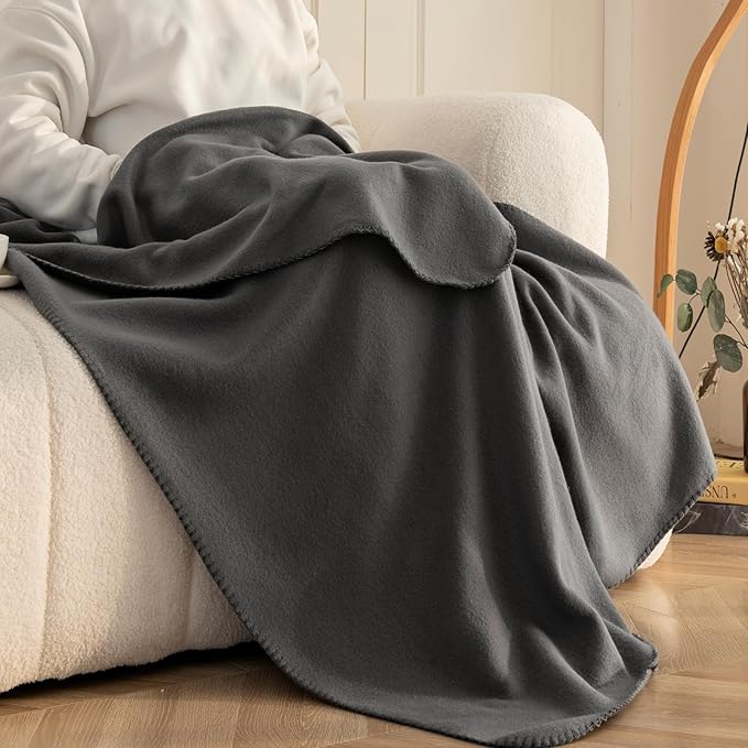 CAI TENG Fleece Throw Blanket Pack of 6 Blankets Bulk for Couch Bed 50x60 Kids Blanket Polar Fleece Fabric Soft Cozy Travel Blankets Lightweight Small Throws Wedding Gifts Yard Dark Grey