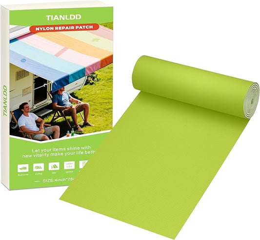 4x78in Nylon Repair Tape，Tent Repair Kit，Self Adhesive Waterproof Fabric Repair Tape for Tent, Umbrella, Sleeping Bag, Down Jackets,Knapsack.（Yellow Green）