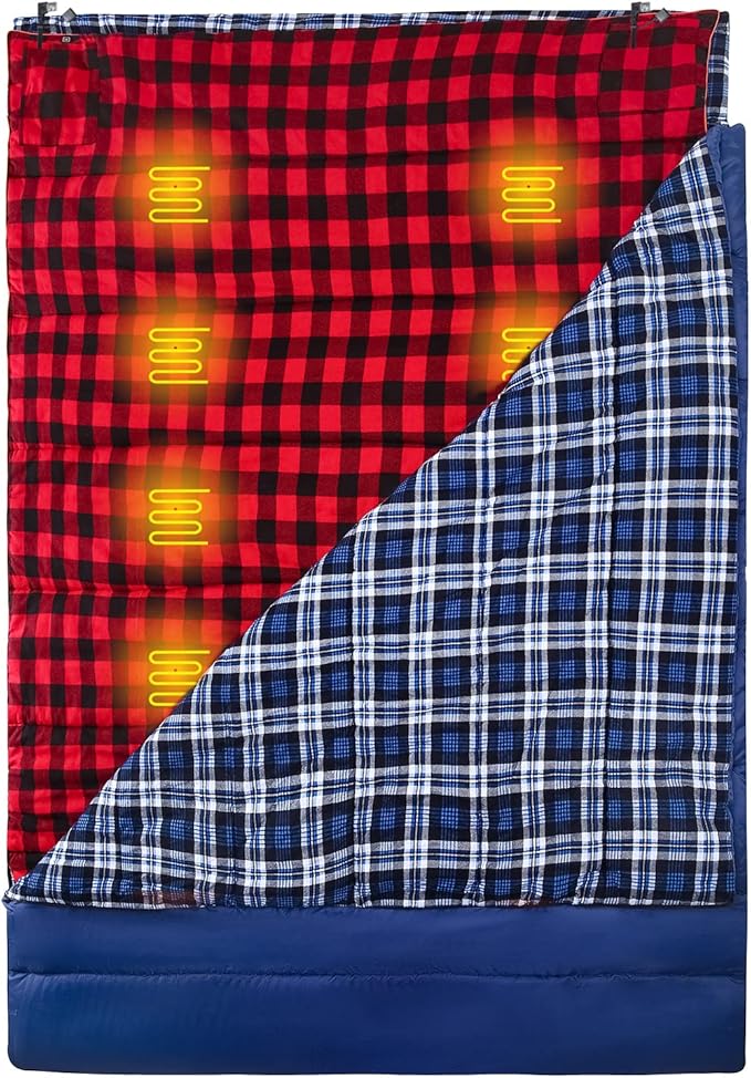 Heated Sleeping Bag pad, Heated Sleeping Bag Liner, 5 Heating Zones, Multi USB Power Supported, Operated by Battery Power Bank or Other USB Power Supply, Compact Bag Included.