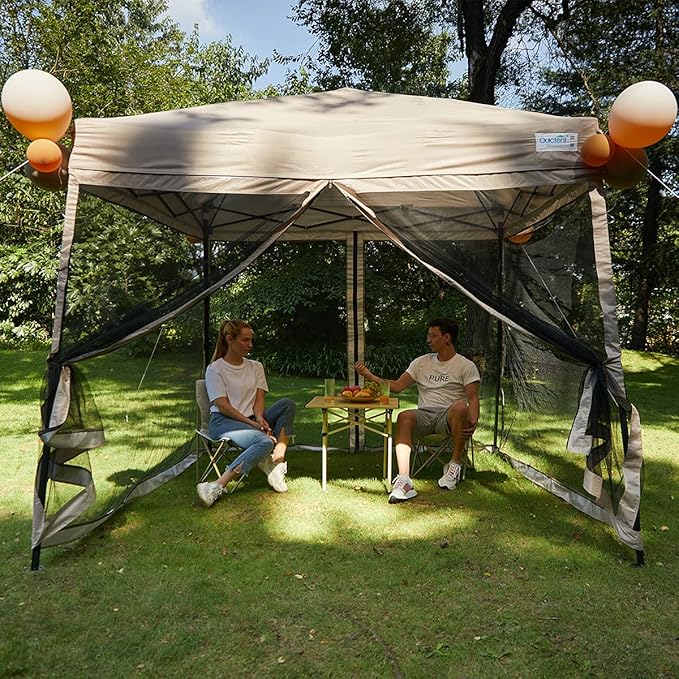 Quictent 9'x9' Pop up Screened Canopy Tent with Mosquito Netting, Portable Easy up Outdoor Screen House Shelter for Patio, Camping and Picnic, Includes Wheeled Carry Bag