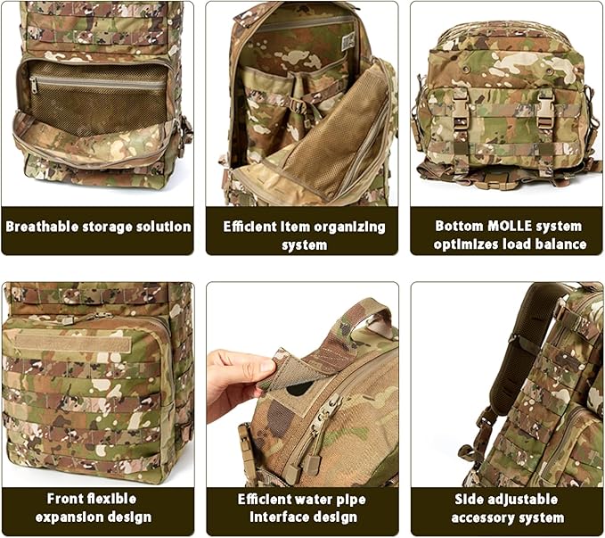 MT Military Rucksack Style Assault Pack Compatible with FILBE System – Tactical MOLLE Backpack for Outdoor Hiking Camping Hunting – Modular 30L Capacity OCP