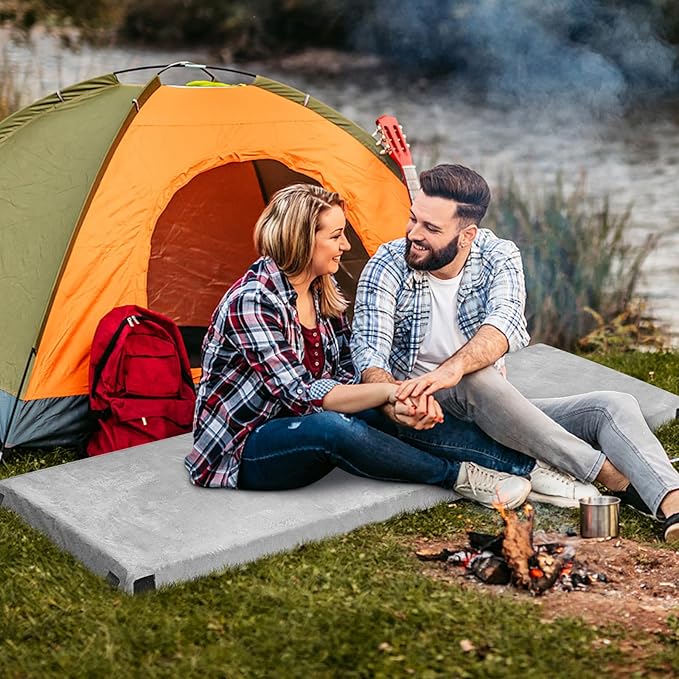 S AFSTAR Memory Foam Camping Mattress, Roll Up Travel Mattress w/Carry Bag, Removable Cover, Plush Surface, Anti-Slip Bottom, 72” Portable Foldable Floor Mat for Camping Car Travel