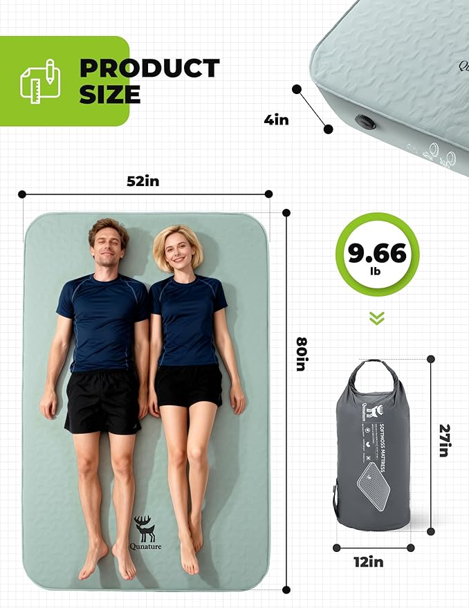 4" Thick Self Inflating Sleeping Pad with Foam, Air Camping Mattress,Innovative Y-Shaped Telescopic Structure,High R-Value and Portable Double Camping Mats for Camping