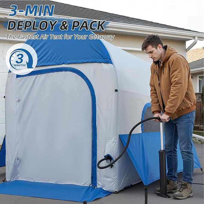 Inflatable Truck Bed Tents 5.5 ft–8 ft with Air Pump, 3-Minute Fast Setup Pickup Truck Tent for Camping, Dual-Use Truck Bed Tent & Ground Tent, Waterproof All-Weather