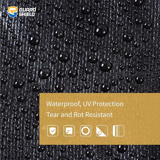 GUARD SHIELD Tarps Heavy Duty Waterproof 12x24 Feet Black Poly Tarp Cover Square Outdoor Thick UV Resistant Tarpaulin with Grommets 10mil