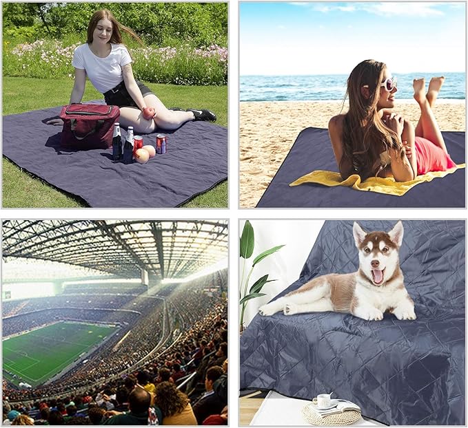 REDCAMP Large Waterproof Stadium Blanket for Outdoor Sports, Soft Warm Fleece Camping Blanket Windproof for Cold Weather, 79"x 59"Grey