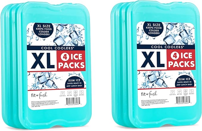 Cool Coolers by Fit + Fresh Slim Compact Reusable XL Ice Pack, Perfect for Lunch Boxes, Coolers, and Beach Bags