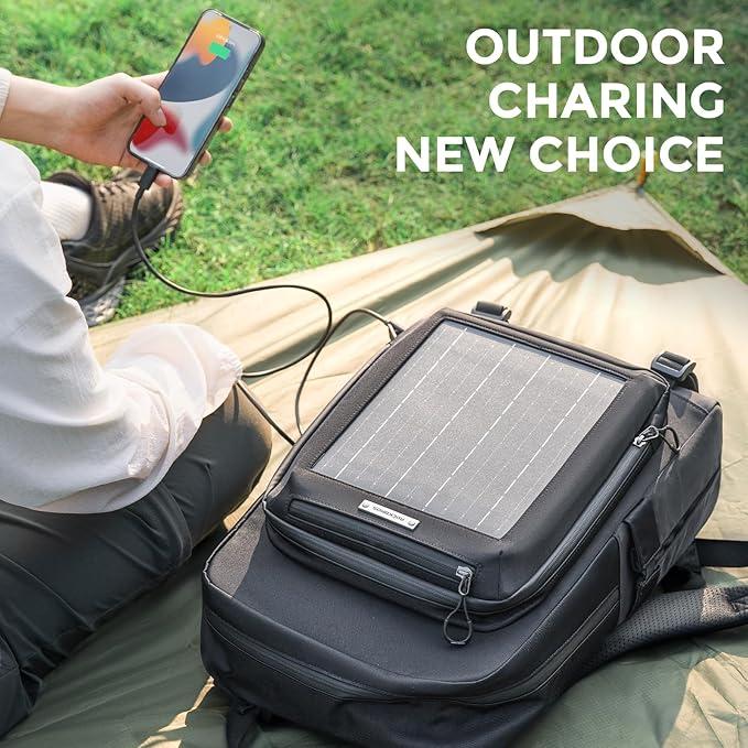 ROCKBROS Solar Backpack for Outdoor Emergency Charging Multi-compartment Large Capacity for Hiking Camping Traveling Cycling Duffel Bag