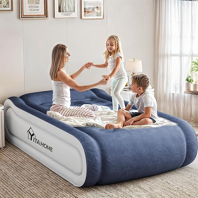 YITAHOME Twin Bed Mattress with Built-in High-Speed Pump, 17 Inch Inflatable Mattress with Integrated Pillow, Carrying Bag and Patch Tools, Elevated Inflatable Bed for Home Travelling Camping