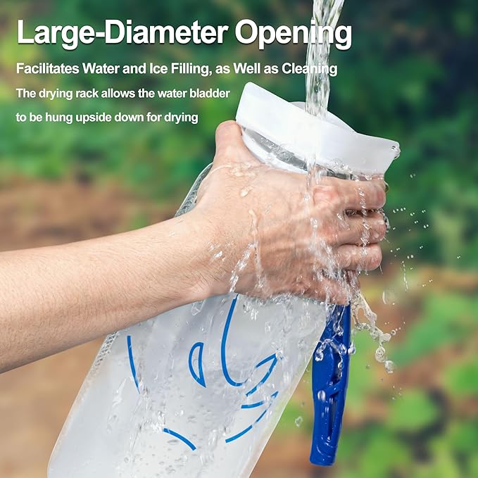 N NEVO RHINO Water Bladder 1.5L-2 Liter, BPA -Free Hydration Bladder for Hiking Backpack Running Vest, Leak - Proof Water Reservoir Storage Bag for Camping & Outdoor Adventures