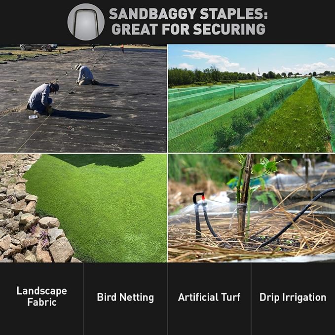 Sandbaggy 500-Count 6-Inch Galvanized Landscape Staples - SOD Garden Stakes ~ Trusted by Farmers & Contractors Across The USA