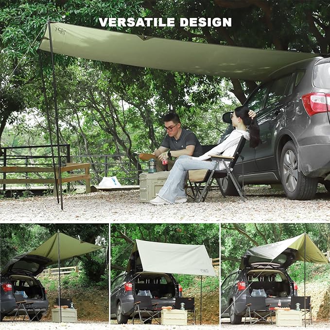 Portable Car Awning for SUV, Vehicle Awning for Camping Van Truck, Needn't Roof Rack Hardwares Waterproof UV50+ 10 x 5.6 ft