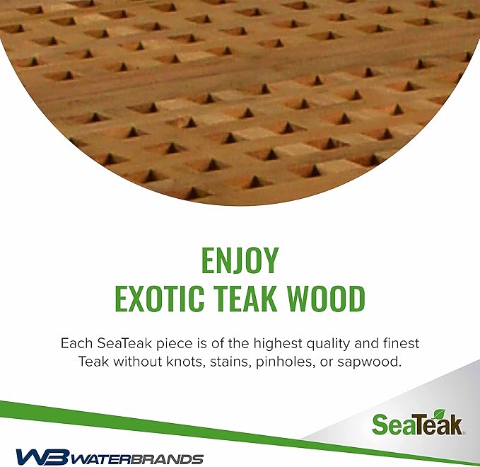 SeaTeak Square-Grate Top Folding Deck Table | Teakwood Folding Table | Small Folding Wood Table| 20" L x 20" W x 20" H