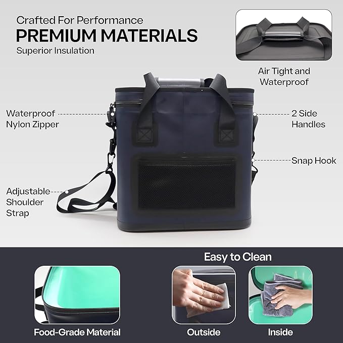 Quiksilver Welded Bungee Backpack Cooler, 30L/36 Cans, 48-72 Hours Insulation, Leakproof & Waterproof IPX7 Rated, Heavy-Duty 600D TPU, Adjustable Straps