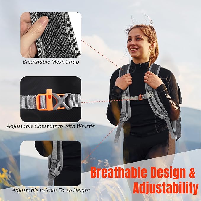 TREKOLOGY 30L Waterproof Lightweight Backpack – Foldable, Durable Daypack for Men & Women with Chest Strap & Multiple Compartments – Compact, Comfortable, Ideal for Hiking, Camping, Travel & Outdoors