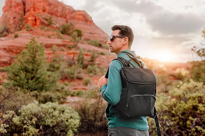 PICNIC TIME PTX 2.0 Tarana Backpack Cooler, Soft Cooler Backpack, Insulated Lunch Bag, Backpack Cooler made with Recycled Material, Upcycled Cooler Bag, (Black)