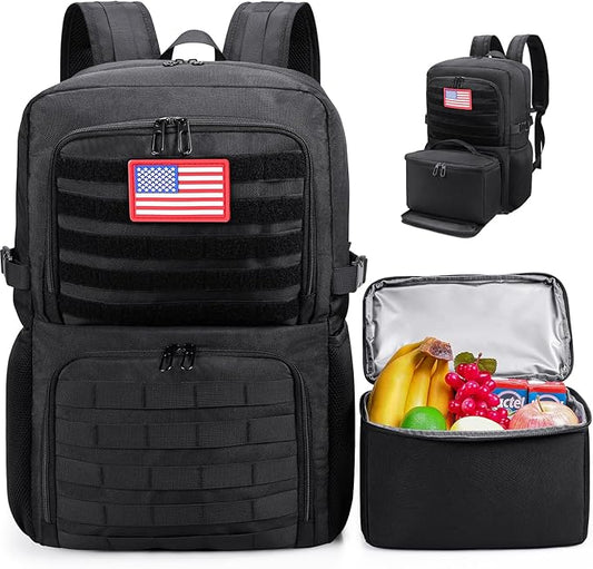 BERTASCHE Lunch Backpack, Laptop Backpack 15.6 inch Work Backpack w/Insulated Cooler Lunch box for Men Women, Tactical Casual Daypack for Commuter Picnic College,Black