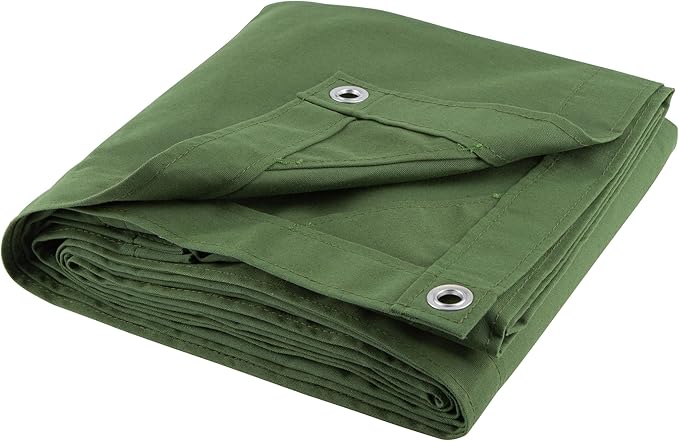 CARTMAN Finished Size 20x20 Feet Canvas Tarp with Rustproof Grommets, Heavy Duty Multipurpose Tarpaulin Cover for Canopy Tent, Roof, Camping, Woodpile