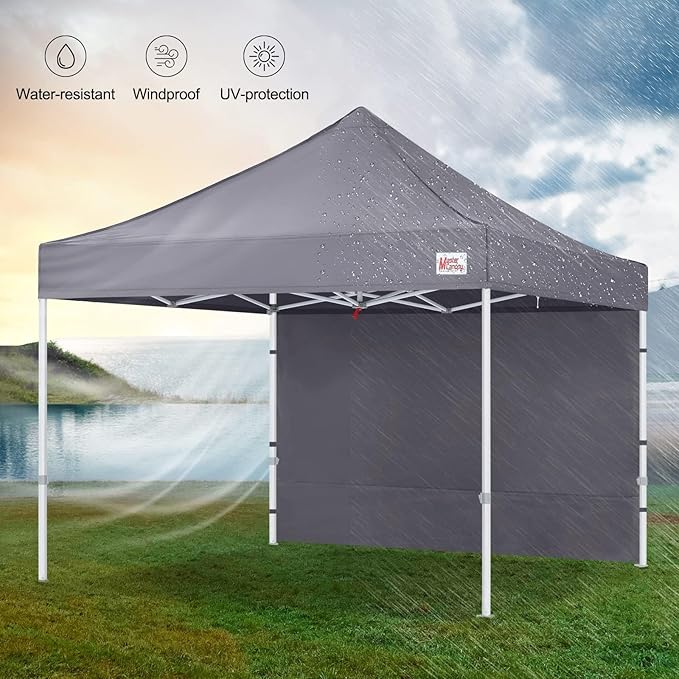 MASTERCANOPY 10x10 Heavy Duty Pop Up Commercial Instant Canopy with Sidewalls(10x10 Gray)