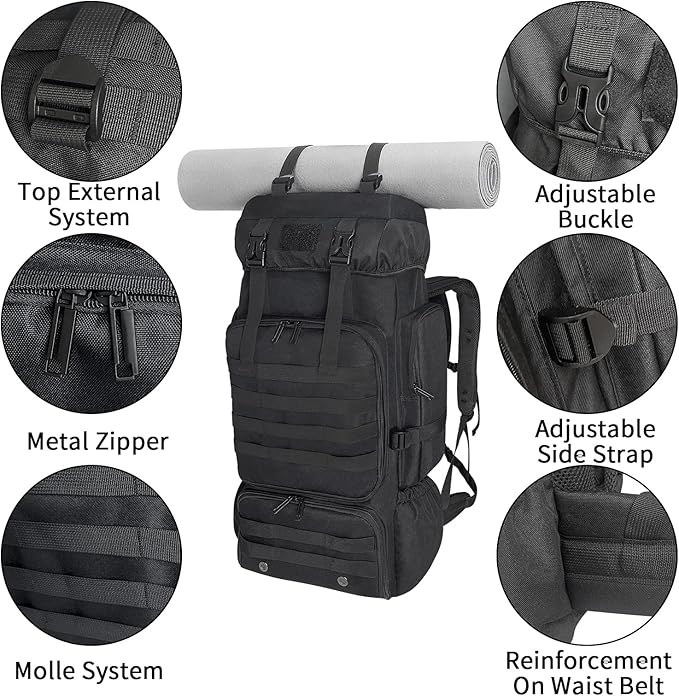 80L/100L Hiking Camping Backpack Outdoor Travel Climbing Rucksack Military Trekking Knapsack Molle 3 Days Assault Pack