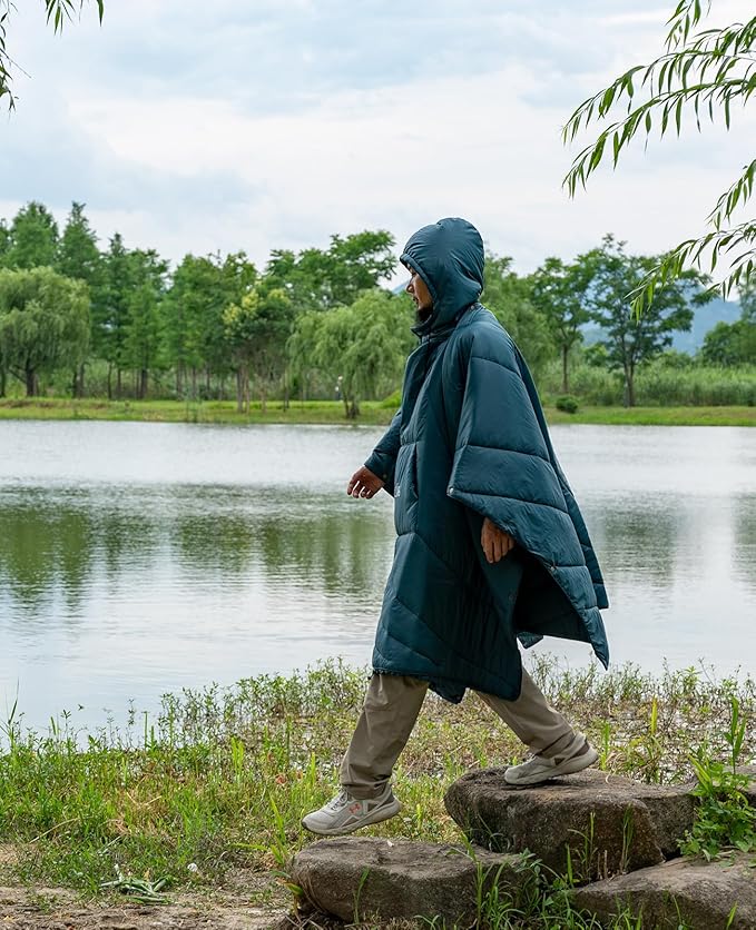 iClimb Hooded 3M Thinsulate Insulation Warm Camping Blanket Wearable Poncho Ultralight Compact