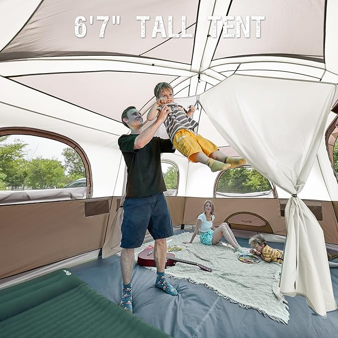 PORTAL 6 | 8 | 10 Person Family Camping Tent with Porch, Big Family Camping Tent with Tall Height, Good Ventilation, Water Resitant Large Tent for Outdoor Camping, Backyard