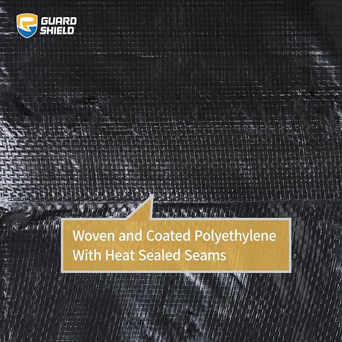 GUARD SHIELD Black Tarp 10x20 Feet Waterproof Tarps Lightweight Camping Tarp Outdoor Multi Purpose Poly Cover 6mil