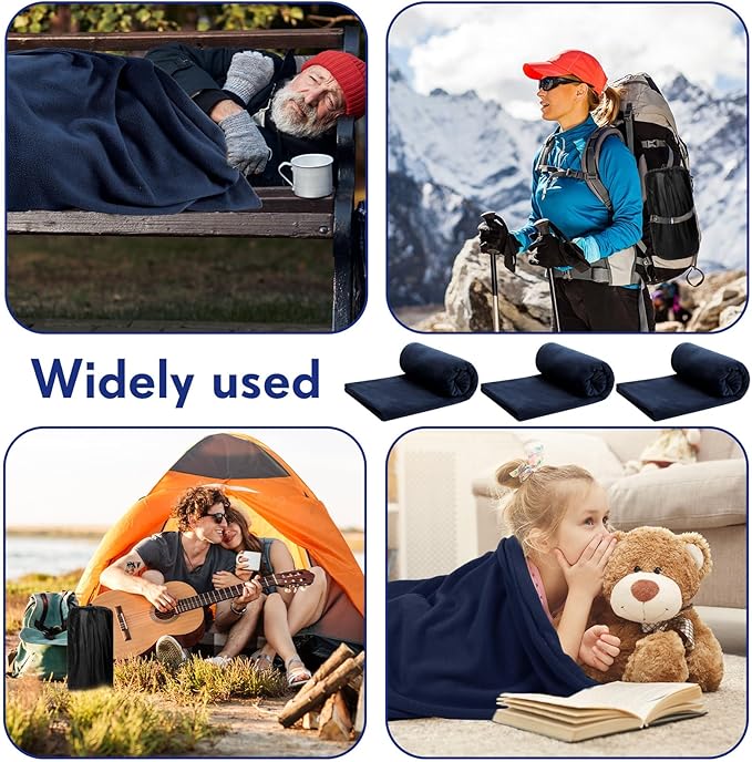 Mixweer 3 Pcs Fleece Sleeping Bag Liner for Adult Warm or Cold Weather 75" Adds 12 Degrees Fahrenheit More Warmth Zippered Camping Blanket Liner with Bag for Adult Travel