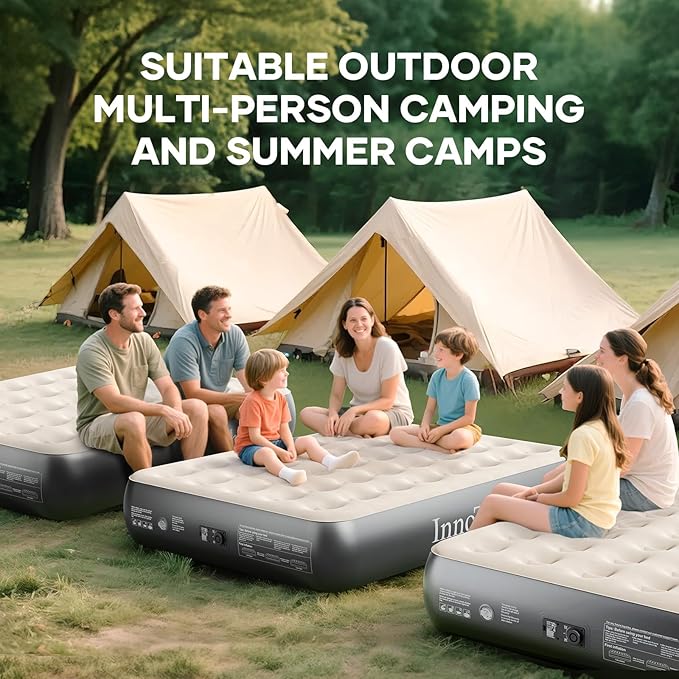 InnoTruth Camping Air Mattress, Full Size with Built in Pump, Inflatable Mattress Blow up Mattress, Family Choice Award Winner-13 Colchones Inflables Foldable Air Bed for Guest & Home, Grey