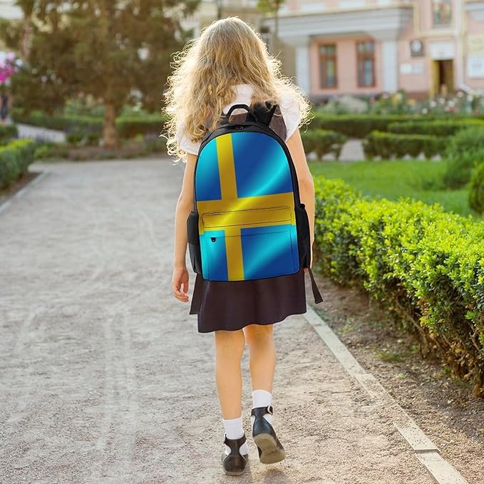 Men Women Lightweight Flag Of Sweden Casual Daypack Large Capacity Bookbag With Adjustable Shoulder Straps for Gym Business Bicycle