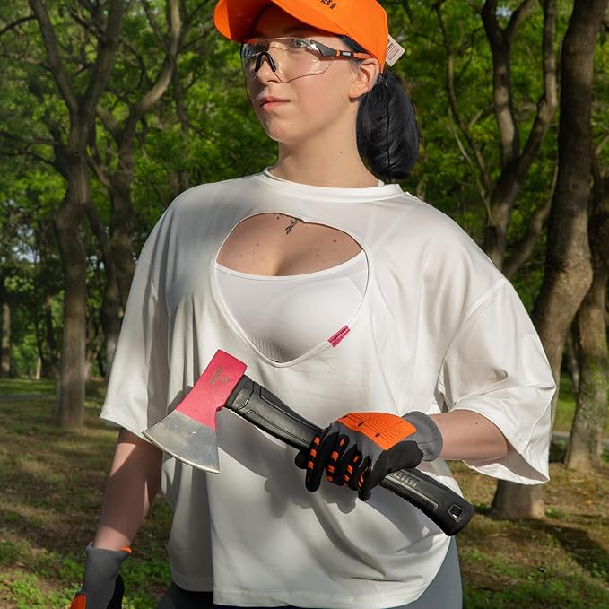 KSEIBI Hatchet with Sheath, Camping Axe for Splitting and Kindling Wood, Forged Steel Blade with Anti-Slip and Shock Reduction Handle Great Throwing Hatchets Pink