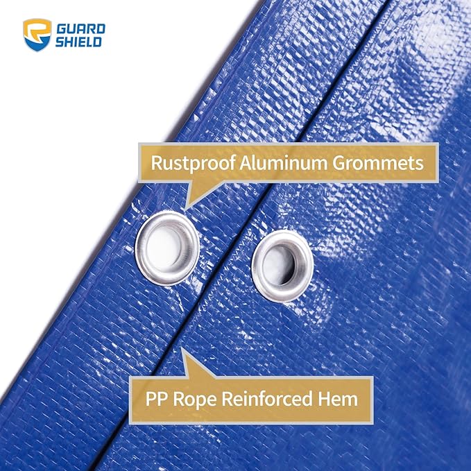 GUARD SHIELD Tarp 10x12 Feet Waterproof Blue/Silver Tarps 8Mil Multi Purpose UV Resistant Cover for Outdoor,Camping,Tent,Boats
