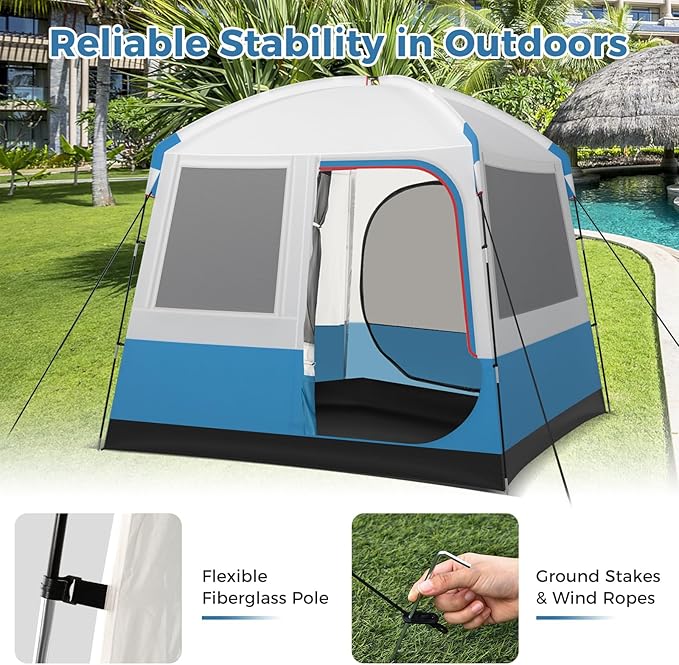 Tangkula 5 Person Camping Tent, Portable Backpacking Tent with Removable Rainfly, Floor Mat, 3 Mesh Walls & Zippered Doors, Carrying Bag, Family Dome Tent for Camping, Hiking, Traveling, Picnic