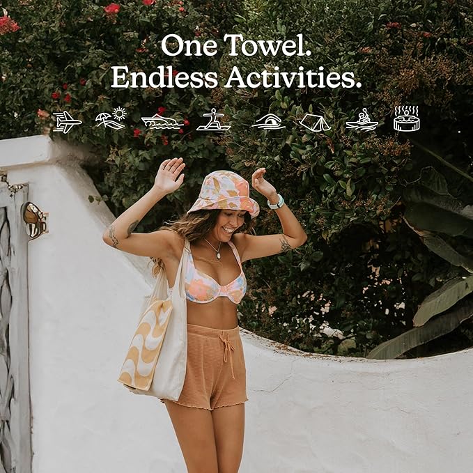 Nomadix Mini Towel - Perfect for Beach, Pool, Travel, Camping, Yoga - Made with Recycled Materials - Super Absorbent - Sand Resistant - Copacabana Mango - 16" x 40"