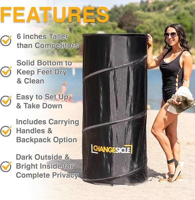 Pop Up Changing Tent with Floor for Beach, Car & School Sports – Collapsible Portable Privacy Tent for Camping – Tall, Waterproof, Foldable, Compact Dressing Room Tube