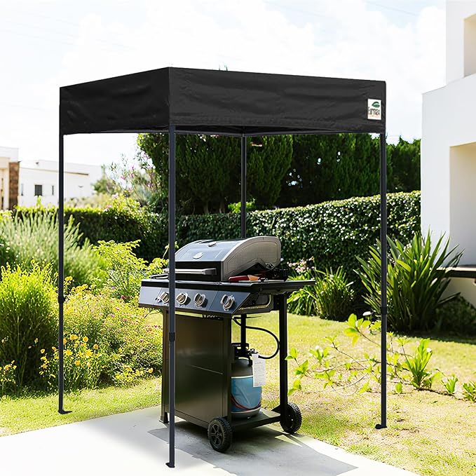 Eurmax USA 5'x5' Flat Top Pop-up Canopy Portable Photo Booth Tent for Events Wedding Photobooth for Professional Photos Photo Studio with Roller Bag，Bonus 4 SandBags (Black with Screen Window)