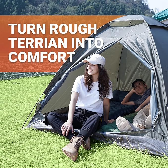 KingCamp Sleeping Pad for Camping, Inflatable Sleeping Pad Ultralight Connectable Camping Mattress with Pillow Built-in Foot Pump for Backpacking Hiking Tent Cot (Grey)