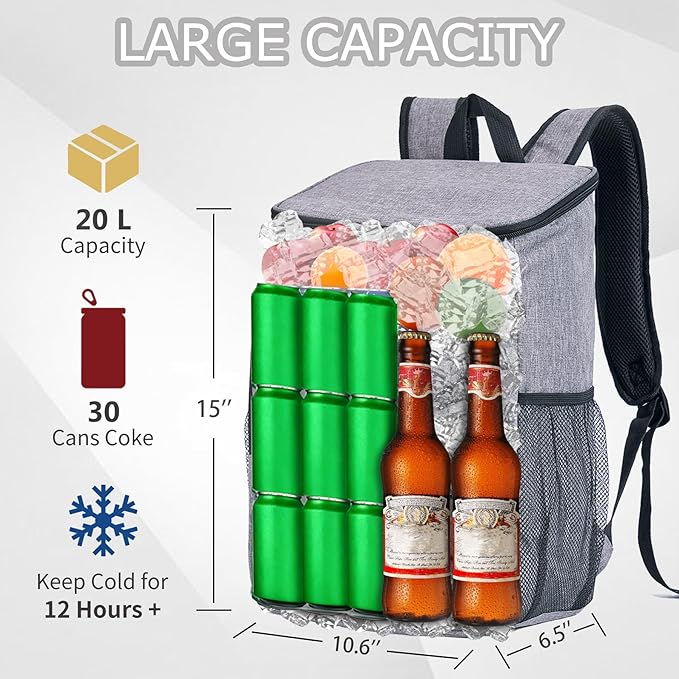 Cooler Backpack Large Insulated Leak Proof Lunch Backpack Portable Lightweight Cooler Bag for Travel Hiking Camping