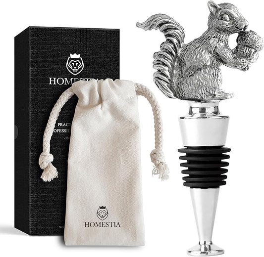 Homestia Squirrel Wine Stopper, Bottle Stopper Wine Saver, Reusable Wine Corks for Beverage, Wine Preserver Wine Saver Keep Wine Fresh, Wedding Favors Gifts for Wine Lovers