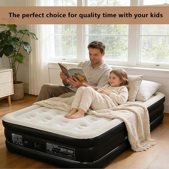 air Mattress Full with Built in Pump – 18-Inch Thickened air Bed Suitable for Camping, Home use, and Guest Accommodation, Supports Up to 650 Pounds
