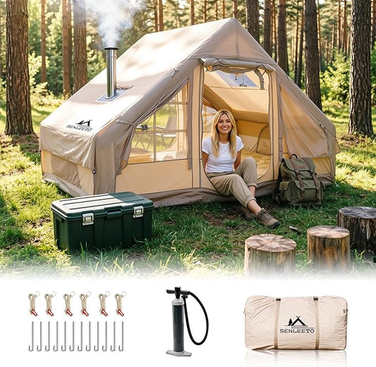 Inflatable Tents for Camping, Large Inflatable Camping Tent with Hand Pump, Easy Setup Tents for 2/4/6/8/10/12 People, Portable Glamping Tent