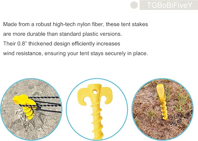5 Pack Ground Anchors Spiral Stakes for Outdoor Camping for Landscaping Securing Weed Barrier Fabric Irrigation Tubing, Holding Fence Tarpaulin 8.5 Inch Tent Stakes