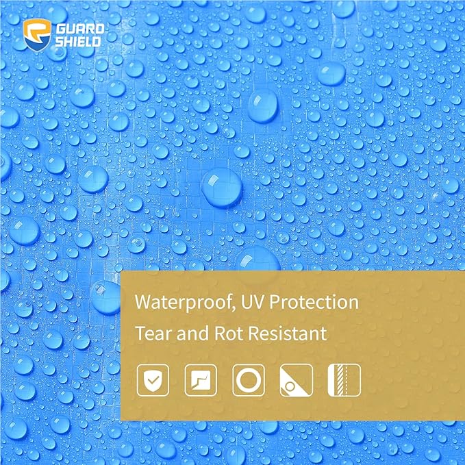 GUARD SHIELD Blue Tarp Waterproof 12x16 Feet Medium Duty All Purpose Poly Tarps Cover 7mil