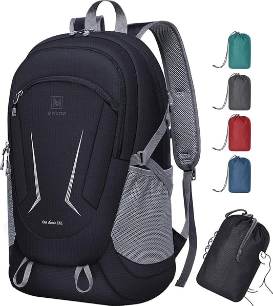 MIYCOO Backpack - Ultra Lightweight Packable Backpack for Travel Camping, Hiking Back Pack Waterproof Foldable Daypack for Men Women Black