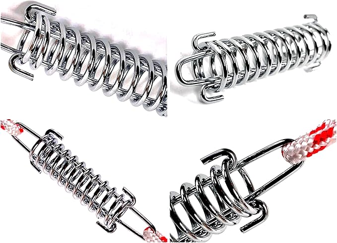 2Pcs Dog Leash Shock Absorbing Buffer Tension Spring Training Sun Shade, Heavy Duty Stainless Steel 304 Tent Rope Fixed Buckle Drawbar Spring (L)