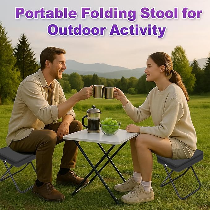 Baiao Camping Stool, Portable Folding Stool with Carry Bag, 13Inch Aluminum Alloy Bracket, 1.5lbs Lightweight, for Travel, Hiking, BBQ, Fishing, Beach(Black)
